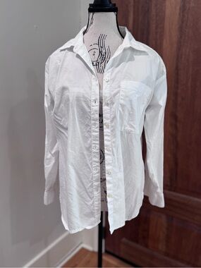 LOFT White Classic Button-Front Blouse